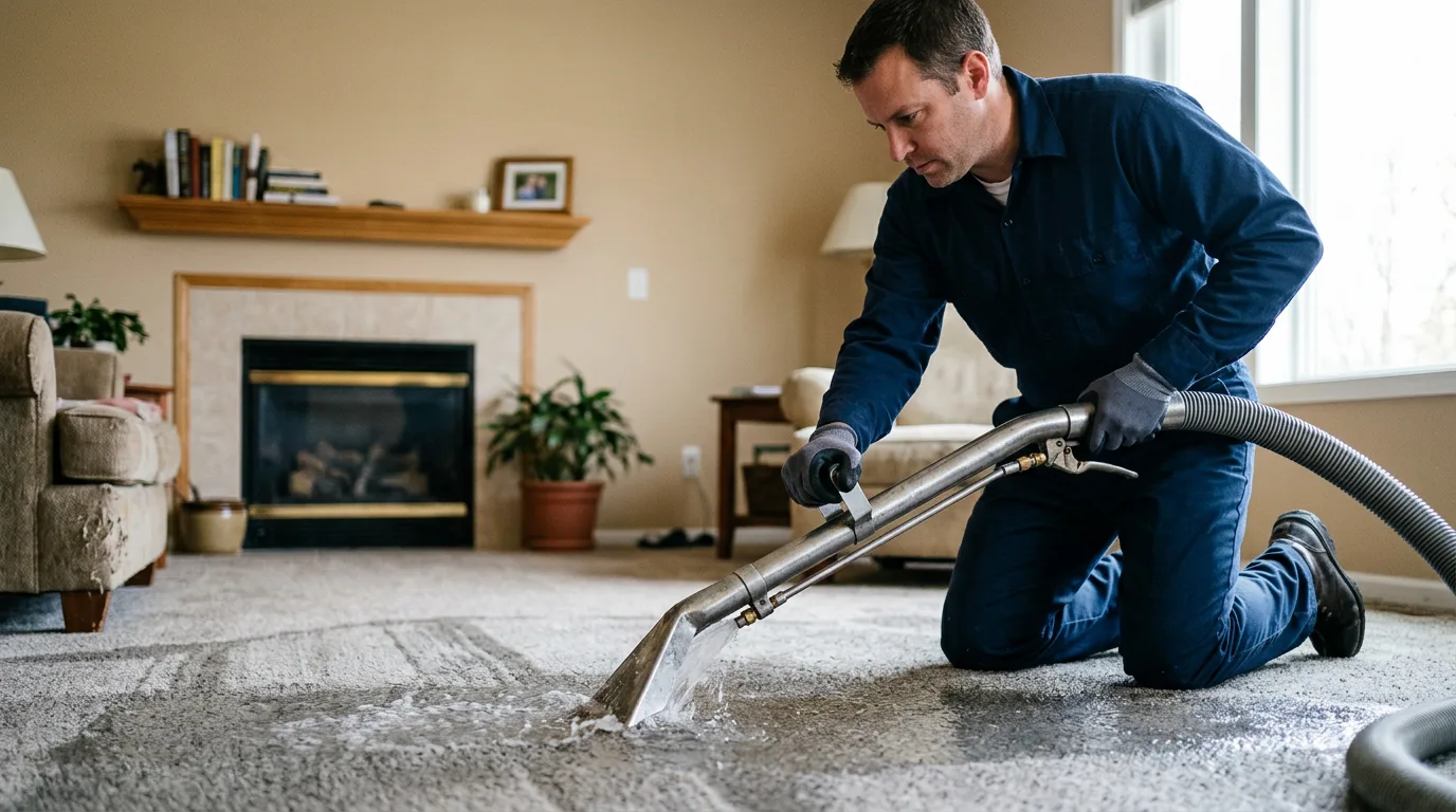 Water damage restoration technician working near La Honda, CA